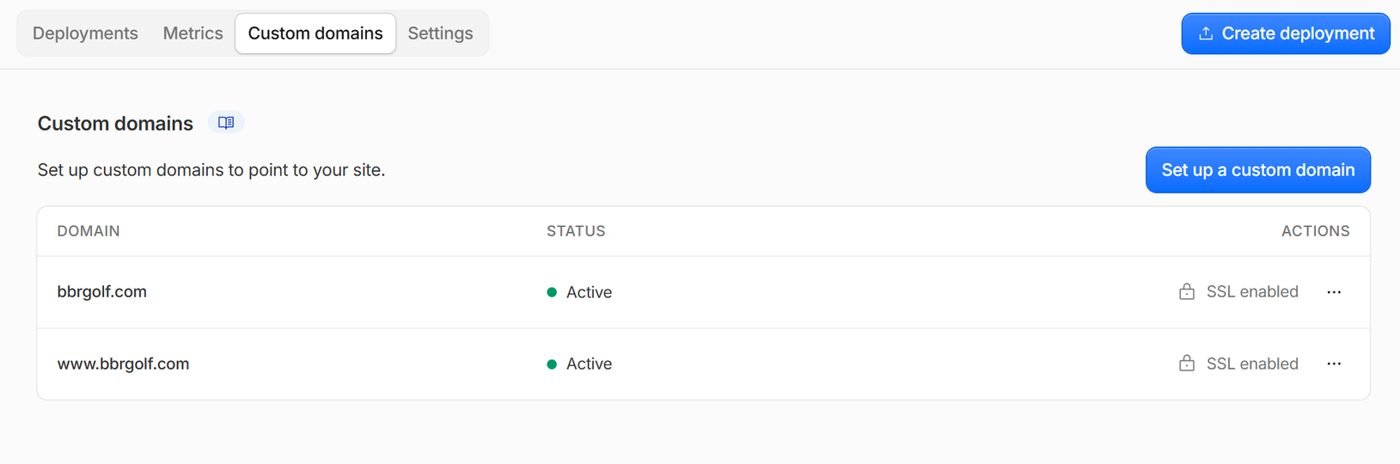 3. Custom domains → add your domain