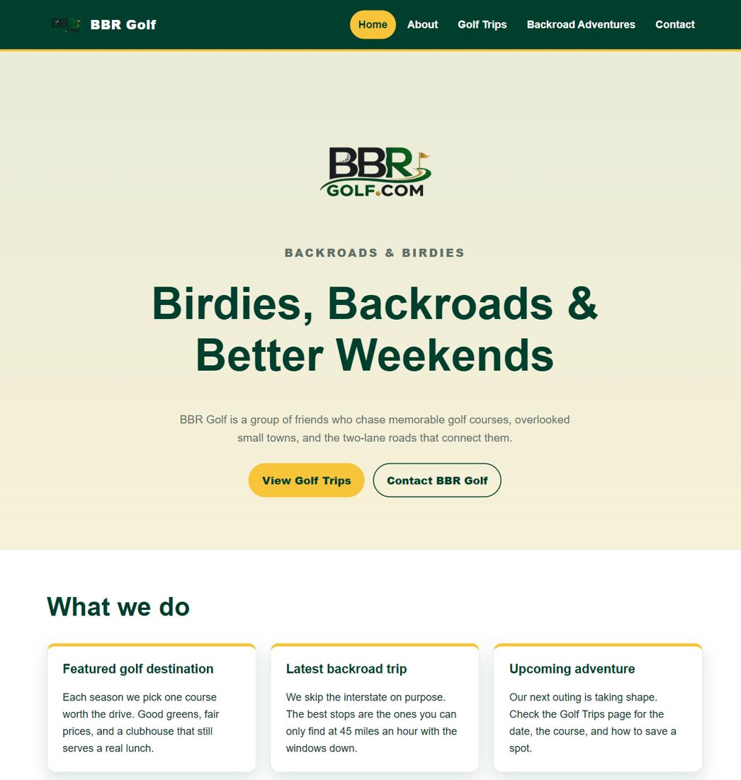 The finished homepage